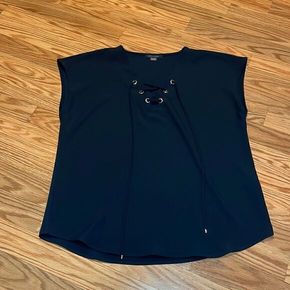 Tommy Hilfiger Top, Navy Cap Sleeve shirt, medium - Picture 1 of 7
